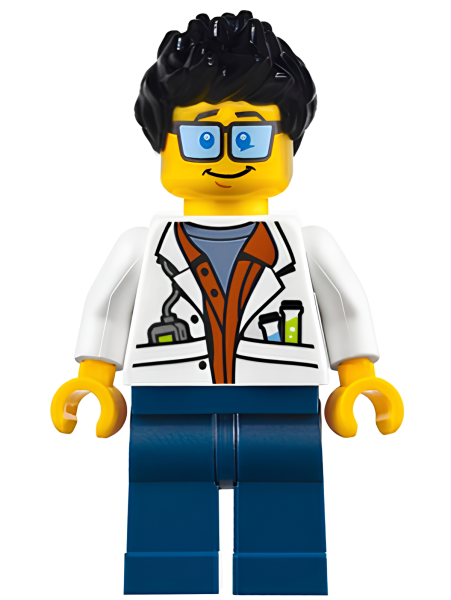 Минифигурка Lego City Jungle Scientist - White Lab Coat with Test Tubes cty0788 U